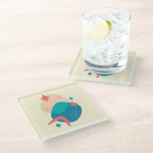 Midden-eeuwse atoomleeftijd Abstract 17 Glazen Onderzetter (Schuin)