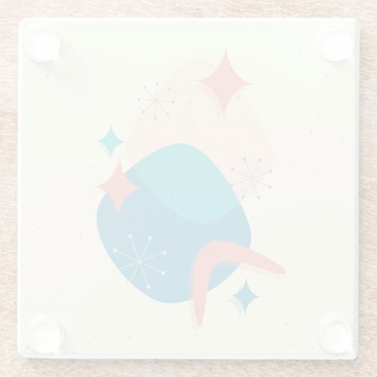 Midden-eeuwse atoomleeftijd Abstract 17 Glazen Onderzetter (Achterkant)