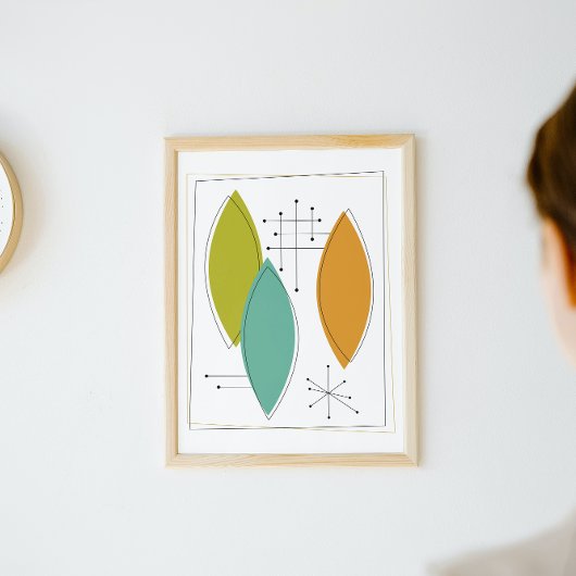 Midden-eeuwse atoomOrnamenten Modern Art Poster