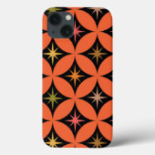 Midden-eeuwse atoomsterren op Oranje cirkels Case-Mate iPhone Case (Achterkant)