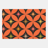 Midden-eeuwse atoomsterren op Oranje cirkels Inpakpapier Vel (Voorkant)