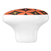 Midden-eeuwse atoomsterren op Oranje cirkels Keramische Knop (Zijkant)