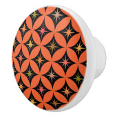 Midden-eeuwse atoomsterren op Oranje cirkels Keramische Knop (Rechts)