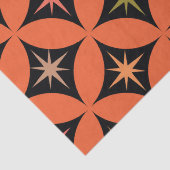 Midden-eeuwse atoomsterren op Oranje cirkels Tissuepapier (Detail)