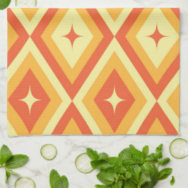 Midden-Eeuwse Atoomsterren op Oranje Rode Diamante Theedoek