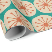 Midden-eeuwse atoomStippen Modern Oranje beige Bla Cadeaupapier (Rol Hoek)