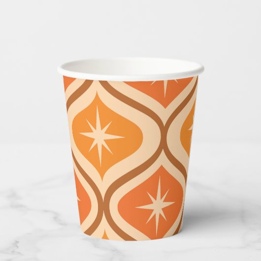 Midden-eeuwse atoomuitbarstingen op Oranje Ogee Papieren Bekers (Achterkant)