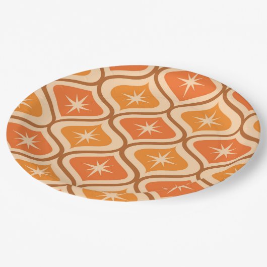 Midden-eeuwse atoomuitbarstingen op Oranje Ogee Papieren Bordje (Gekanteld)