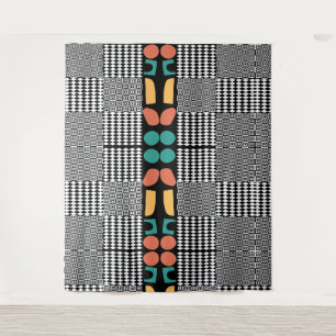 Midden-Eeuwse Bauhaus Abstracte Geometrie Teal & K Wandkleed