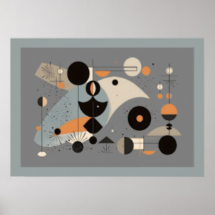 Midden-eeuwse Bauhaus Whimsical Geometrische Vorme Poster