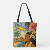 Midden eeuwse bezoek Hawaii toerisme kunst Tote Bag (Achterkant)