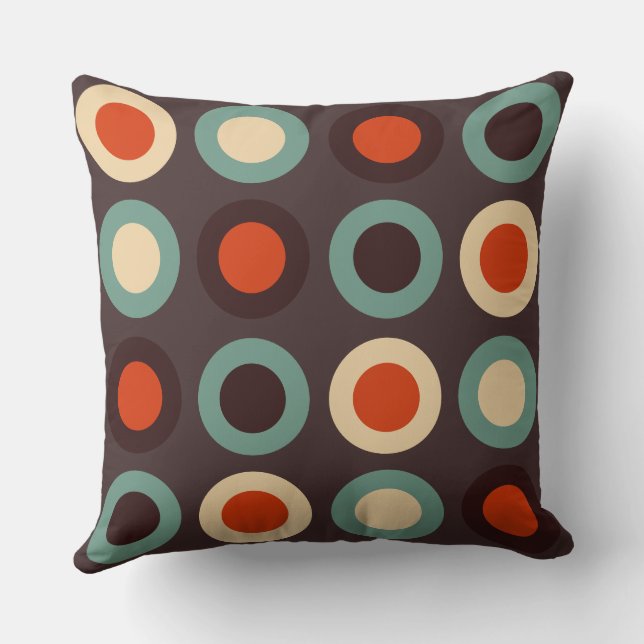 Midden-eeuwse Blauwgroen en oranje moderne Kussen (Achterkant)