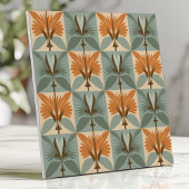 Midden-Eeuwse Bloemenpatroon in Sinaasappel en bla Tegeltje