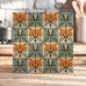 Midden-Eeuwse Bloemenpatroon in Sinaasappel en bla Tegeltje