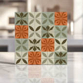 Midden-Eeuwse Bloemenpatroon in Terracotta en Sali Tegeltje