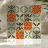 Midden-Eeuwse Bloemenpatroon in Terracotta en Sali Tegeltje