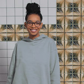 Midden-eeuwse bloemensymmetrie Art Deco Belle Epoq Tegeltje