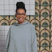 Midden-eeuwse bloemensymmetrie Art Deco Belle Epoq Tegeltje