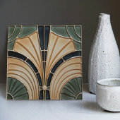 Midden-eeuwse bloemensymmetrie Art Deco Belle Epoq Tegeltje