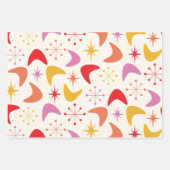 Midden-eeuwse boemerang met atoomsterren inpakpapier vel (Voorkant 3)