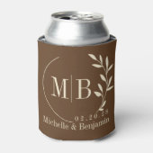 Midden-eeuwse bos bruine blad huwelijksmonogram blikjeskoeler (Blikje Voorkant)