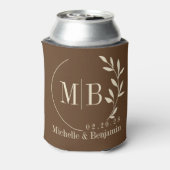 Midden-eeuwse bos bruine blad huwelijksmonogram blikjeskoeler (Blikje Achterkant)