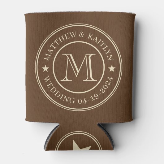 Midden-Eeuwse Bos Bruine Trouw Monogram Ster Blikjeskoeler (Voorkant)
