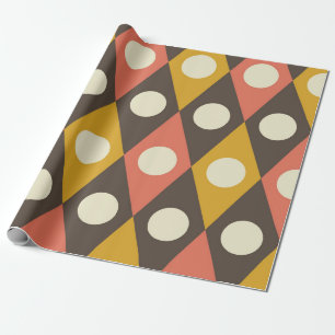 Midden eeuwse cirkels op terracotta mosterd diaman cadeaupapier