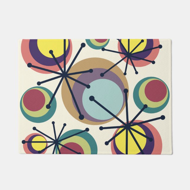 Midden-eeuwse cirkels Starbursts kleurrijk Deurmat (Voorkant)