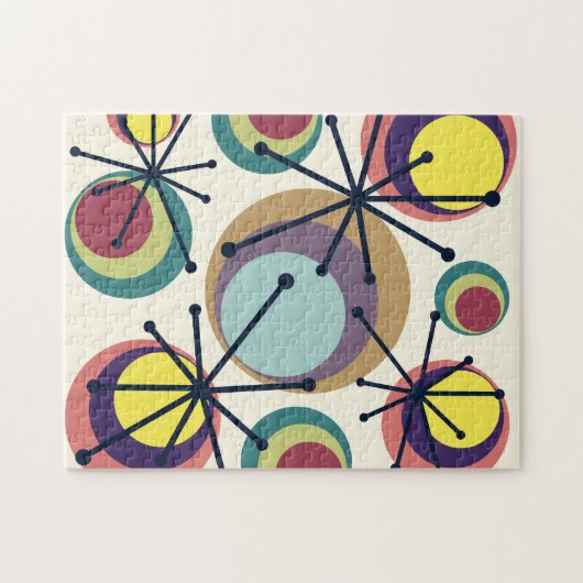 Midden-eeuwse cirkels Starbursts kleurrijk Legpuzzel (Horizontaal)