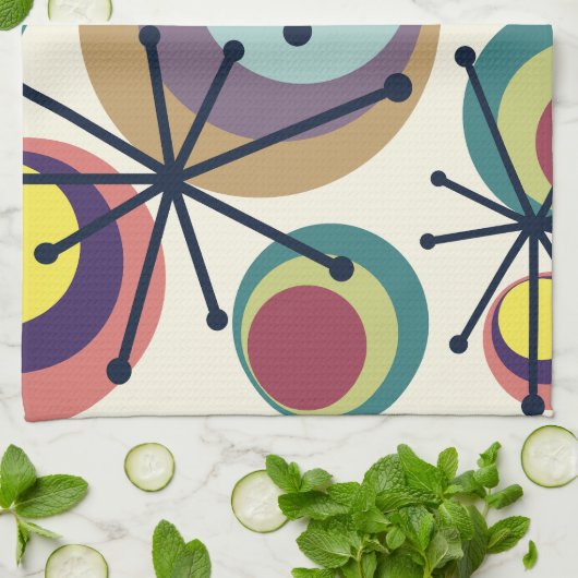 Midden-eeuwse cirkels Starbursts kleurrijk Theedoek (Gevouwen)