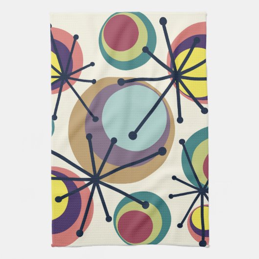 Midden-eeuwse cirkels Starbursts kleurrijk Theedoek (Verticaal)