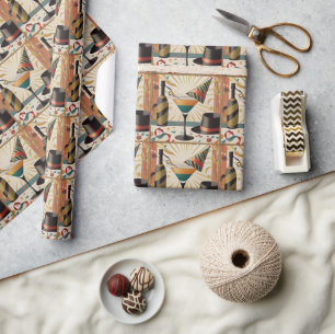 Midden-eeuwse Cocktailuur - Oud en Nieuw Cadeaupapier