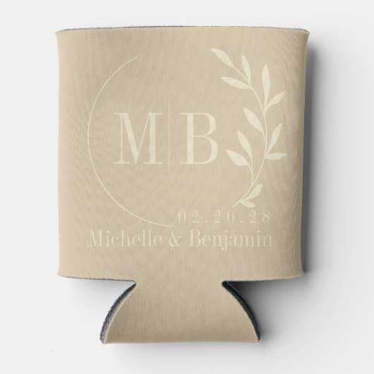 Midden-eeuwse duinblad-huwelijksmonogram blikjeskoeler (Voorkant)