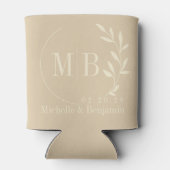 Midden-eeuwse duinblad-huwelijksmonogram blikjeskoeler (Achterkant)