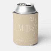 Midden-eeuwse duinblad-huwelijksmonogram blikjeskoeler (Blikje Achterkant)