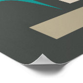 Midden-eeuwse gebold geometrische hoeken Blauwgroe Poster (Hoek)