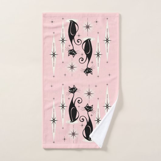 Midden-eeuwse gemiddelde retro atoomkatten op warm bad handdoek (Handdoek)