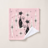 Midden-eeuwse gemiddelde retro atoomkatten op warm bad handdoek (Wasdoekje)