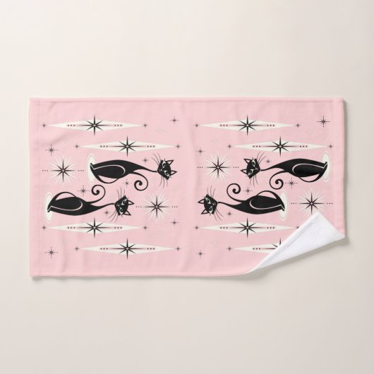 Midden-eeuwse gemiddelde retro atoomkatten op warm bad handdoek (Handdoek)