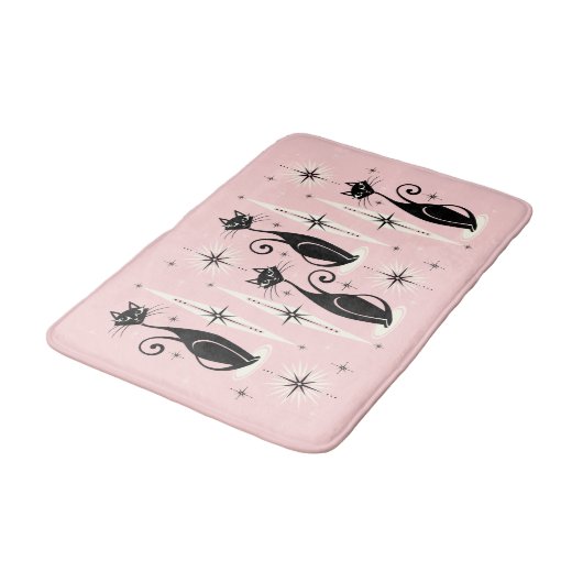 Midden-eeuwse gemiddelde retro atoomkatten op warm badmat (Gekanteld)