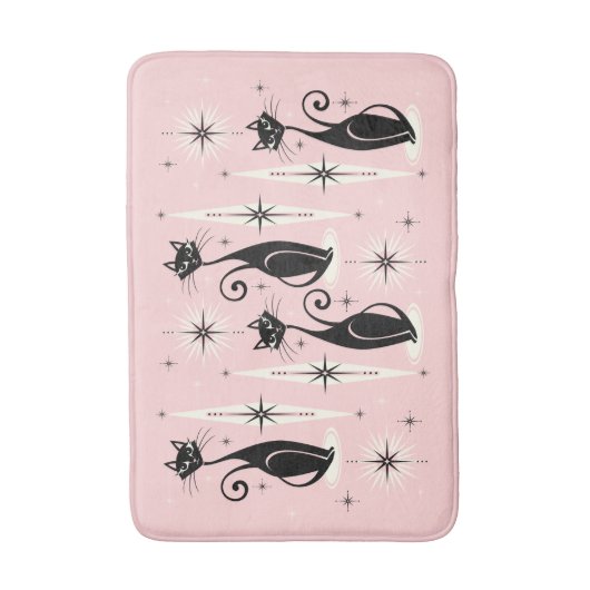 Midden-eeuwse gemiddelde retro atoomkatten op warm badmat (Voorkant Verticaal)