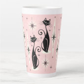 Midden-eeuwse gemiddelde retro atoomkatten op warm latte mok (Voorkant)