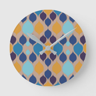 Midden-eeuwse Geometrische beige van 1960 Ronde Klok