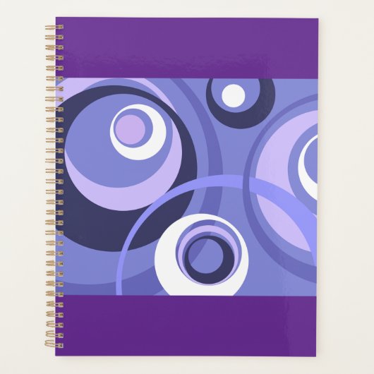 Midden-eeuwse geometrische paarse cirkels abstract planner (Voorkant)