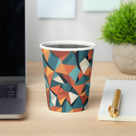 Midden-eeuwse geometrische turquoise en oranje | papieren bekers