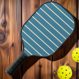 Midden-eeuwse gestreepte diepe aqua kleur pickleball paddle
