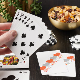 Midden-eeuwse grijze stoel silhouet met patroon pokerkaarten