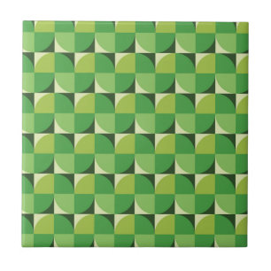 Midden eeuwse groene abstracte vormen op vierkante tegeltje