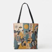 Midden Eeuwse Hippe Martini Dansfeest Tote Bag (Achterkant)